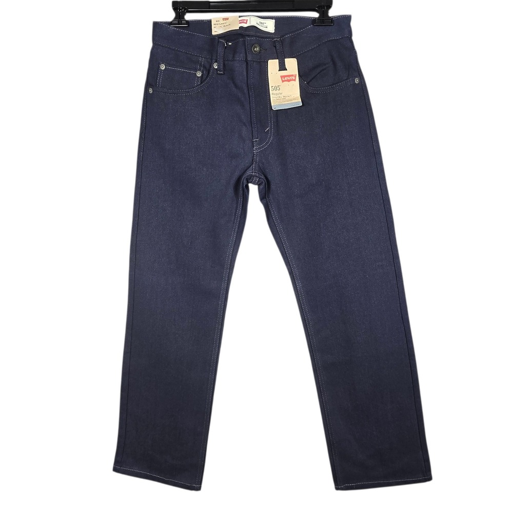 Levis 505 Regular Fit Jeans Boys 16 REG W28 L28 Postal Black NWT Straight Leg